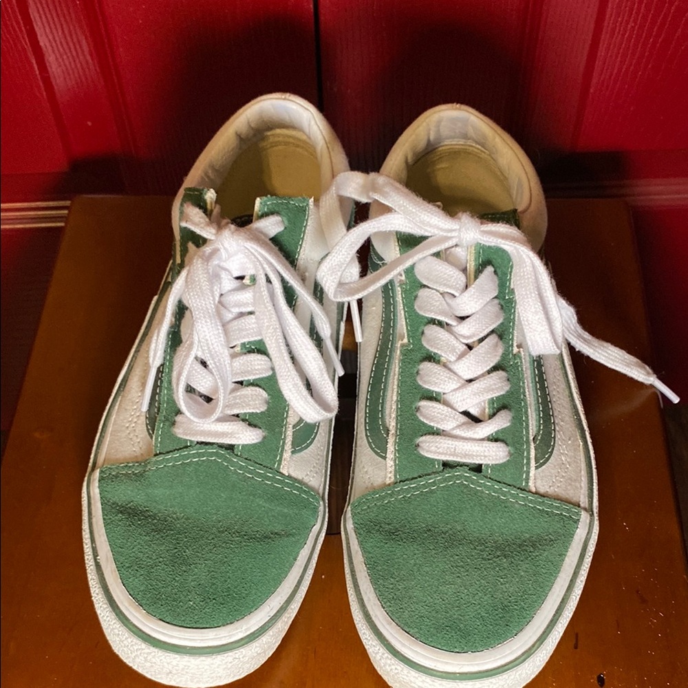 Vans Green and White Lace-Up Sneakers